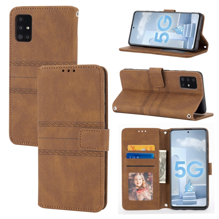 Custodia in pelle a vibrazione orizzontale in PU + TPU con fibbia magnetica a righe in rilievo con supporto e slot per schede e portafoglio e cornice per foto e imbracatura, For Samsung Galaxy S21 FE, For Samsung Galaxy A02s 164mm                      ...