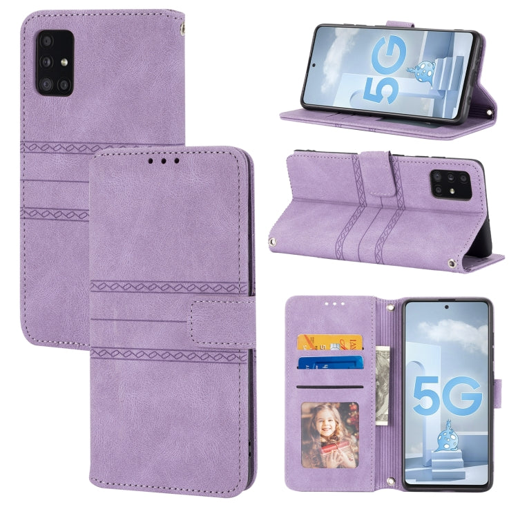 Custodia in pelle a vibrazione orizzontale in PU + TPU con fibbia magnetica a righe in rilievo con supporto e slot per schede e portafoglio e cornice per foto e imbracatura, For Samsung Galaxy S21 FE, For Samsung Galaxy A02s 164mm                      ...