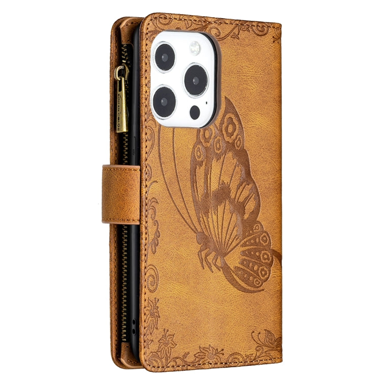 Custodia portafoglio in pelle con cerniera per iPhone 13 Pro