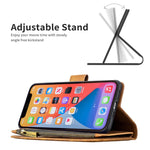 Custodia portafoglio in pelle con cerniera per iPhone 13 Pro