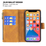 Custodia portafoglio in pelle con cerniera per iPhone 13 Pro