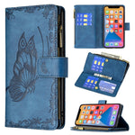 Custodia portafoglio in pelle con cerniera per iPhone 13 Pro