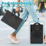 Custodia protettiva antiurto in TPU + PC con supporto per impugnatura pieghevole con rotazione a 360 gradi e slot per penna, For Samsung Galaxy Tab S8+ / Tab S8 Plus /  Tab S7 FE / Tab S7+/S7 FE 12.4 inch T970                                           ...