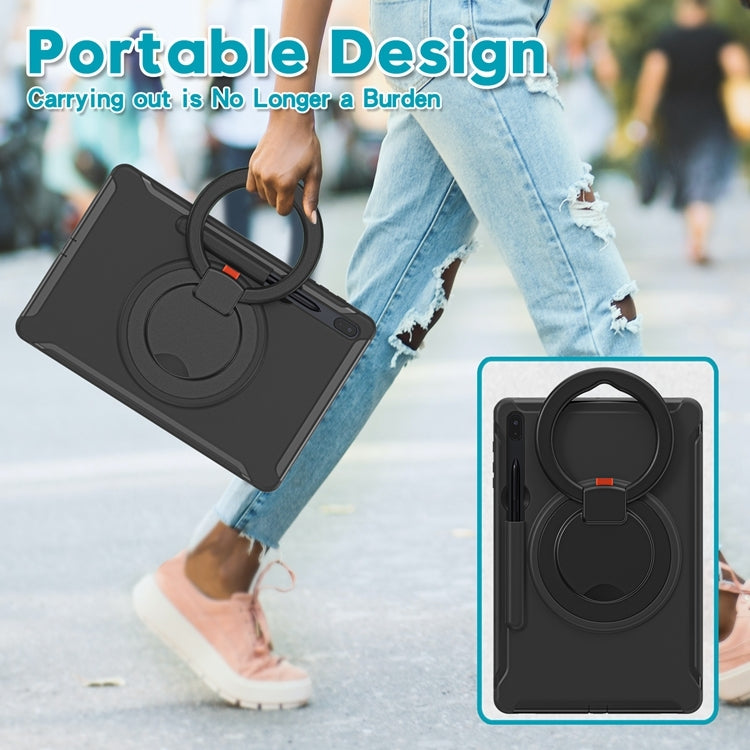 Custodia protettiva antiurto in TPU + PC con supporto per impugnatura pieghevole con rotazione a 360 gradi e slot per penna, For Samsung Galaxy Tab S8+ / Tab S8 Plus /  Tab S7 FE / Tab S7+/S7 FE 12.4 inch T970                                           ...