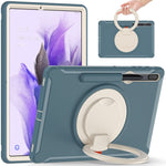 Custodia protettiva antiurto in TPU + PC con supporto per impugnatura pieghevole con rotazione a 360 gradi e slot per penna, For Samsung Galaxy Tab S8+ / Tab S8 Plus /  Tab S7 FE / Tab S7+/S7 FE 12.4 inch T970                                           ...