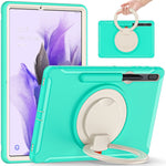 Custodia protettiva antiurto in TPU + PC con supporto per impugnatura pieghevole con rotazione a 360 gradi e slot per penna, For Samsung Galaxy Tab S8+ / Tab S8 Plus /  Tab S7 FE / Tab S7+/S7 FE 12.4 inch T970                                           ...