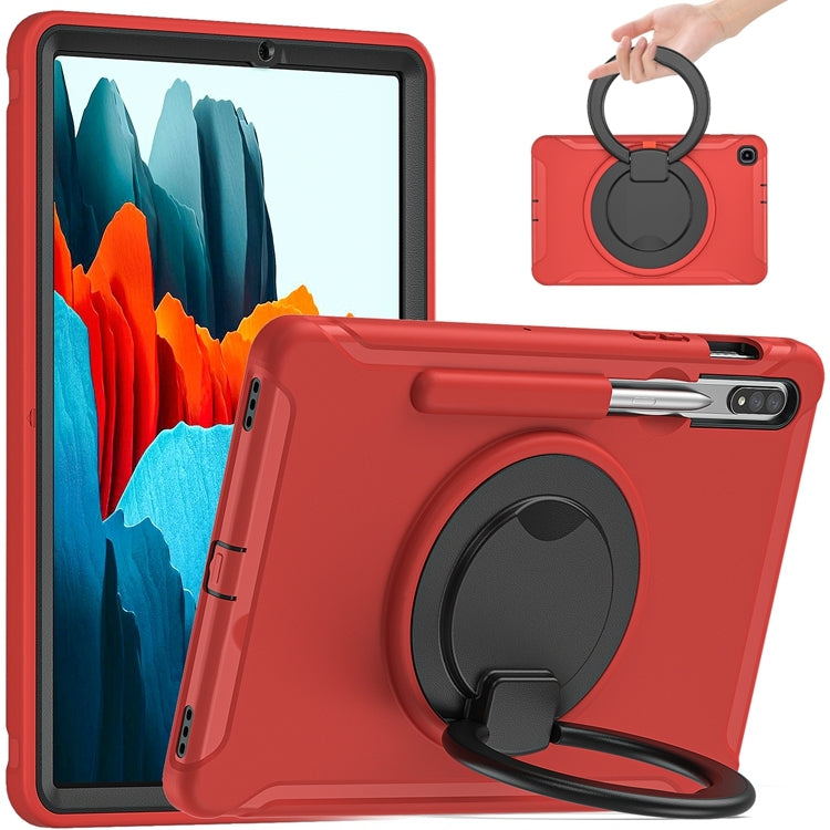 Custodia protettiva antiurto in TPU + PC con supporto per impugnatura pieghevole con rotazione a 360 gradi e slot per penna, For Samsung Galaxy Tab S8+ / Tab S8 Plus /  Tab S7 FE / Tab S7+/S7 FE 12.4 inch T970                                           ...