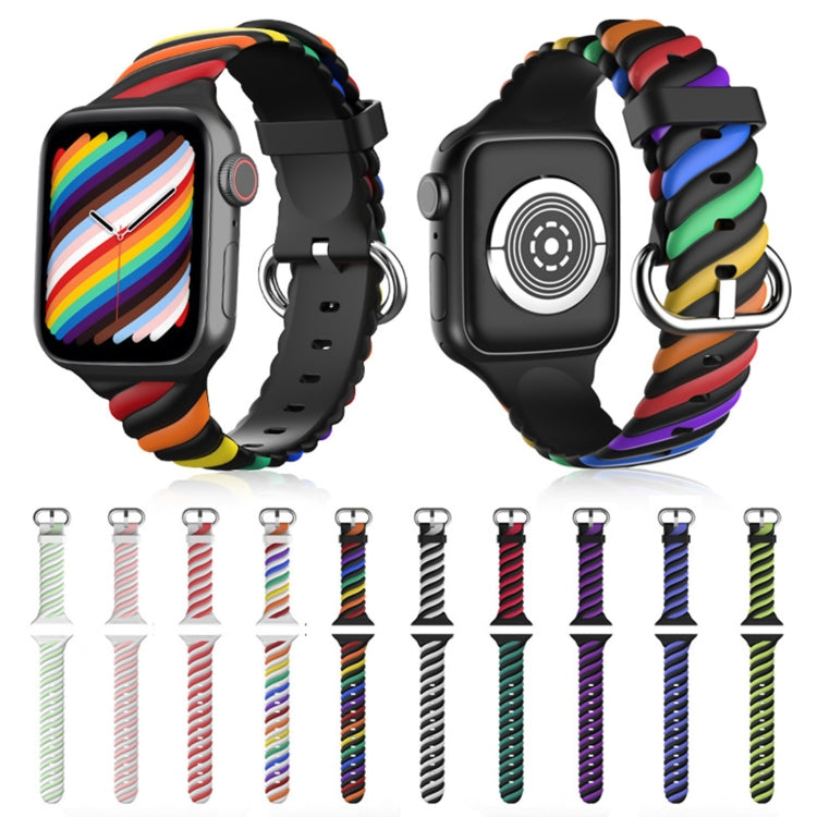 Cinturino di ricambio per cinturino di ricambio in silicone Twist bicolore per Apple Watch Series, 7 41mm / 6 & SE & 5 & 4 40mm / 3 & 2 & 1 38mm, 7 45mm / 6 & SE & 5 & 4 44mm / 3 & 2 & 1 42mm