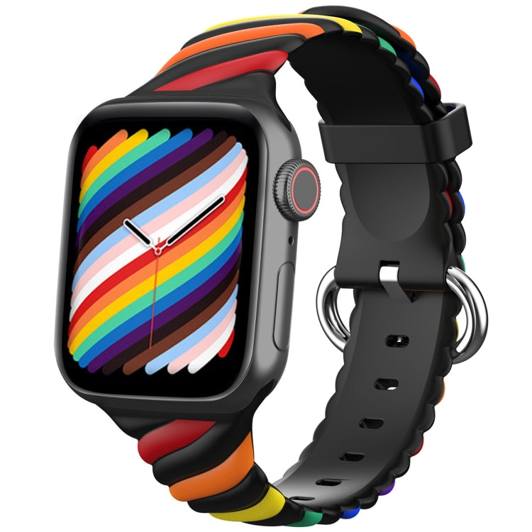 Cinturino di ricambio per cinturino di ricambio in silicone Twist bicolore per Apple Watch Series, 7 41mm / 6 & SE & 5 & 4 40mm / 3 & 2 & 1 38mm, 7 45mm / 6 & SE & 5 & 4 44mm / 3 & 2 & 1 42mm