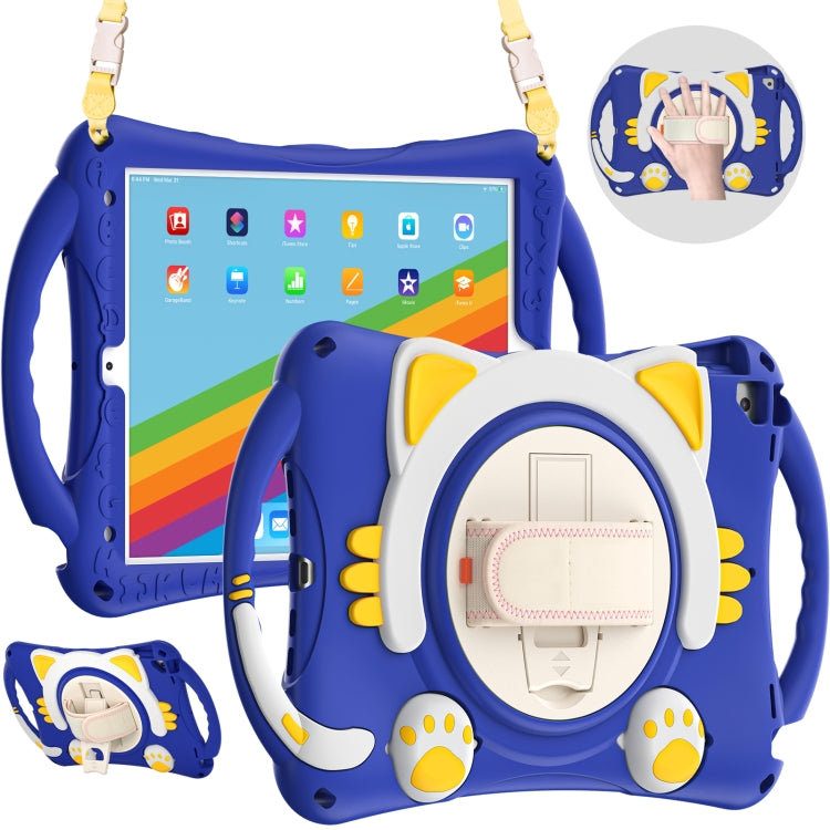 Custodia protettiva in EVA antiurto per bambini Cute Cat King con supporto, tracolla e maniglia, For iPad 10.2 2021 / 2020 / 2019 / Pro 10.5 / Air 10.5