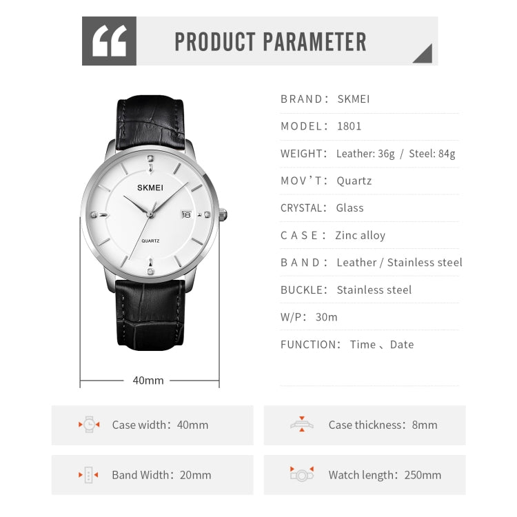 Orologio al quarzo con calendario casual da uomo SKMEI 1801