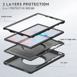 Custodia protettiva antiurto in TPU + PC con supporto per impugnatura pieghevole con rotazione a 360 gradi e slot per penna, For Samsung Galaxy Tab S6 T860, For Samsung Galaxy Tab A 8.4 T307 2020, For Samsung Galaxy Tab A 10.1 T515/T510 2019           ...
