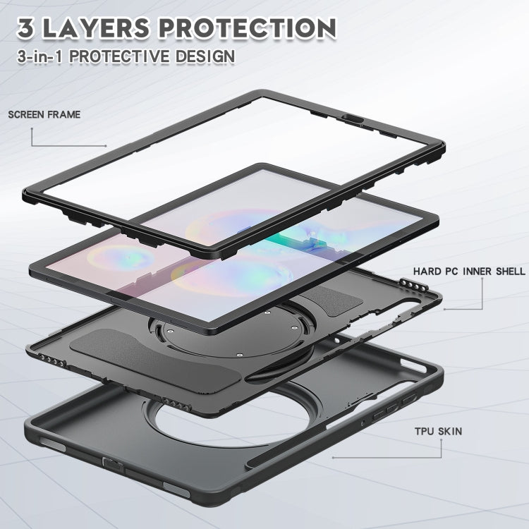 Custodia protettiva antiurto in TPU + PC con supporto per impugnatura pieghevole con rotazione a 360 gradi e slot per penna, For Samsung Galaxy Tab S6 T860, For Samsung Galaxy Tab A 8.4 T307 2020, For Samsung Galaxy Tab A 10.1 T515/T510 2019           ...