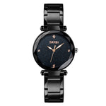 SKMEI 9180 Orologio al quarzo da donna con cinturino in acciaio inossidabile con quadrante cielo stellato