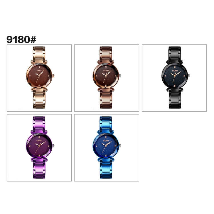 SKMEI 9180 Orologio al quarzo da donna con cinturino in acciaio inossidabile con quadrante cielo stellato