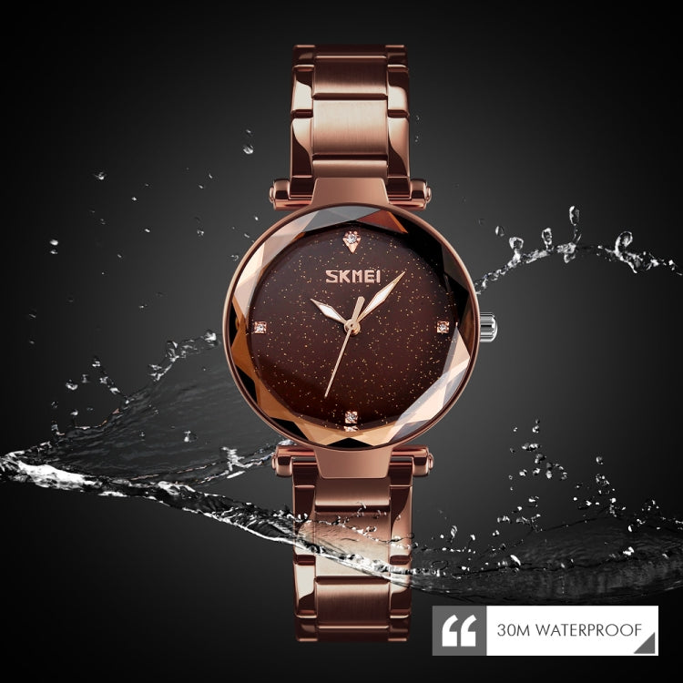 SKMEI 9180 Orologio al quarzo da donna con cinturino in acciaio inossidabile con quadrante cielo stellato