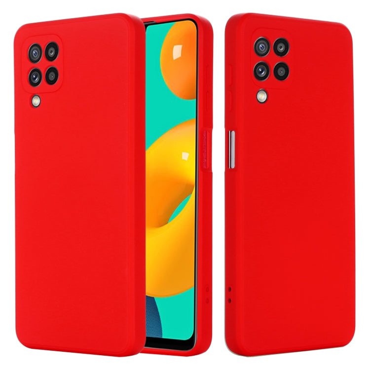 Custodia protettiva a copertura totale anticaduta in silicone liquido tinta unita, For Samsung Galaxy M32 4G Indian Version