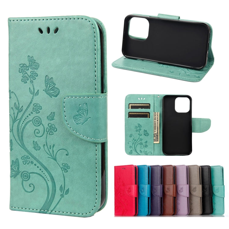 Custodia portafoglio in pelle con motivo farfalla per iPhone 13 m