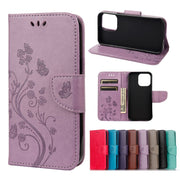 Custodia in pelle flip orizzontale con motivo floreale a farfalla con supporto, slot per schede e portafoglio, For iPhone 13 Pro, For iPhone 13 Pro Max