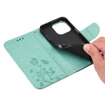 Custodia portafoglio in pelle con motivo farfalla per iPhone 13 P