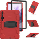 Cornice dello schermo di protezione a 3 strati + PC + Custodia combinata antiurto in silicone con supporto, For Samsung Galaxy Tab S7+/S7 FE 12.4 inch