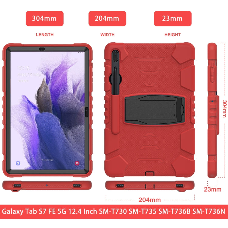 Cornice dello schermo di protezione a 3 strati + PC + Custodia combinata antiurto in silicone con supporto, For Samsung Galaxy Tab S7+/S7 FE 12.4 inch