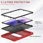 Cornice dello schermo di protezione a 3 strati + PC + Custodia combinata antiurto in silicone con supporto, For Samsung Galaxy Tab S7+/S7 FE 12.4 inch