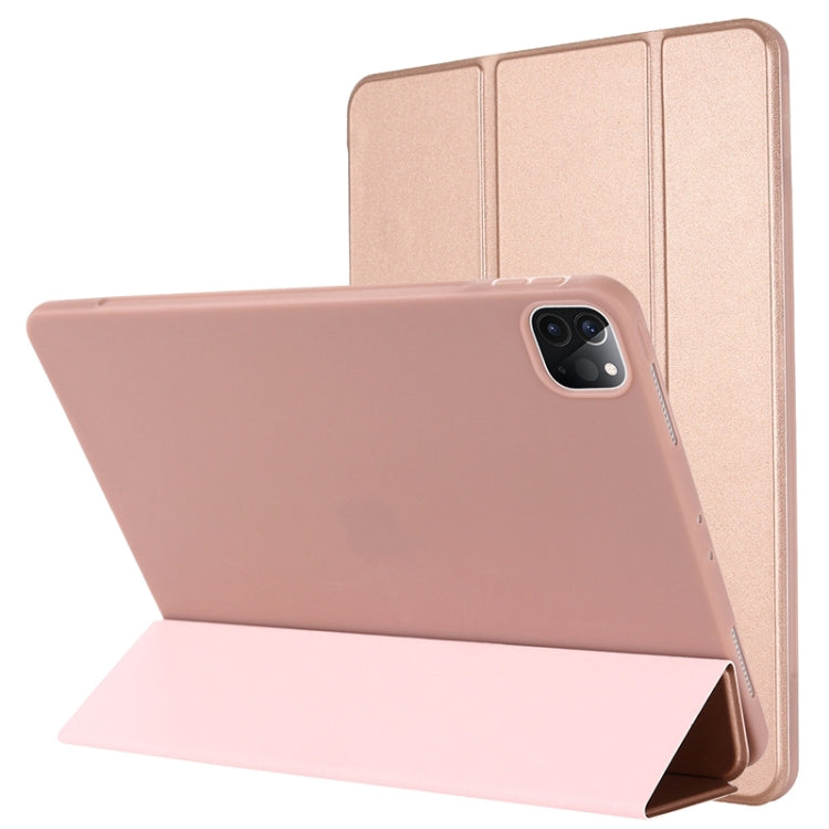Custodia in pelle flip orizzontale TPU con supporto a tre pieghe, For iPad Pro 12.9 2022 / 2021/2020/2018