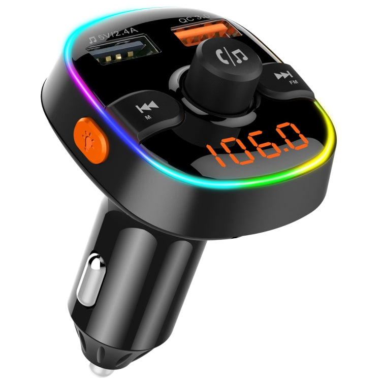 BC52 QC3.0 Trasmettitore FM per lettore MP3 Bluetooth con luce colorata per auto a ricarica rapida, BC52