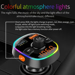BC52 QC3.0 Trasmettitore FM per lettore MP3 Bluetooth con luce colorata per auto a ricarica rapida, BC52