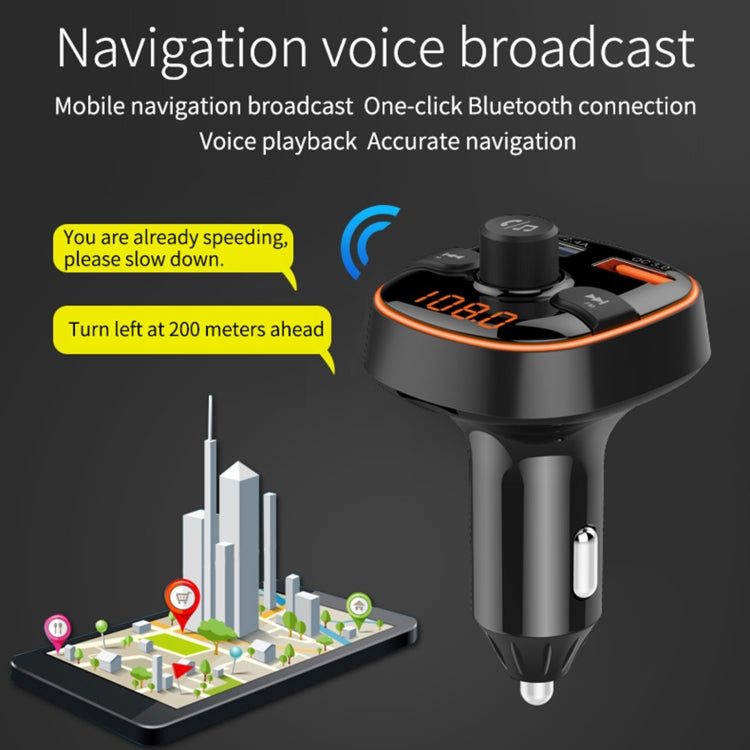 BC52 QC3.0 Trasmettitore FM per lettore MP3 Bluetooth con luce colorata per auto a ricarica rapida, BC52