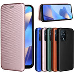 Struttura in fibra di carbonio Flip orizzontale magnetico Custodia in pelle TPU + PC + PU con slot per schede, For OPPO A16, For Sharp Aquos Sense 6
