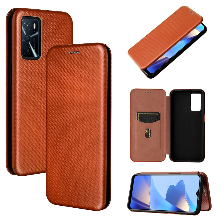 Struttura in fibra di carbonio Flip orizzontale magnetico Custodia in pelle TPU + PC + PU con slot per schede, For OPPO A16, For Sharp Aquos Sense 6