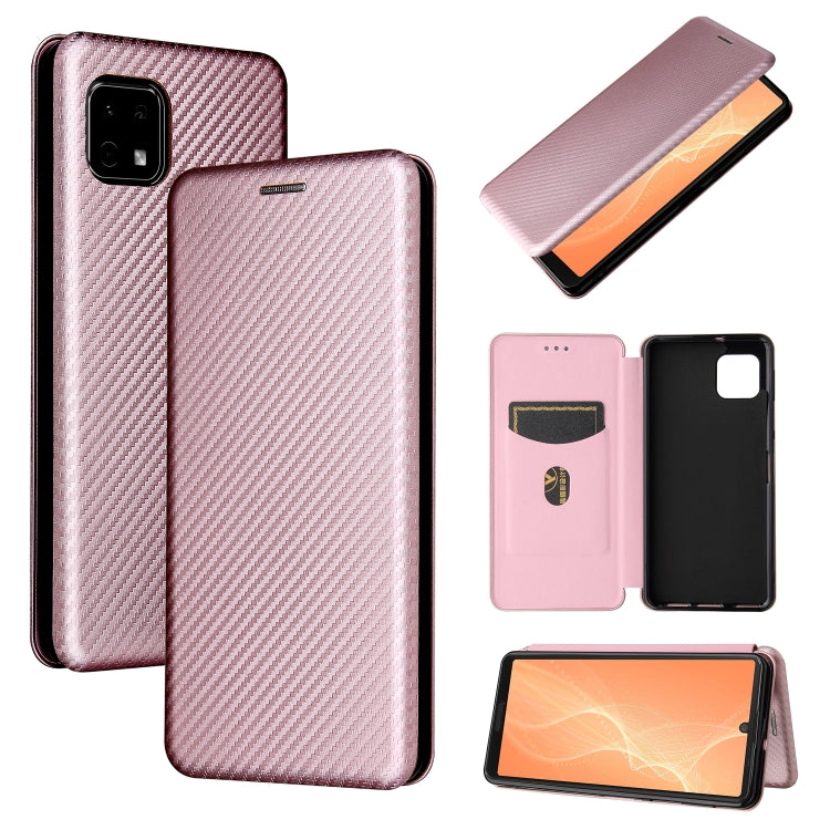 Struttura in fibra di carbonio Flip orizzontale magnetico Custodia in pelle TPU + PC + PU con slot per schede, For OPPO A16, For Sharp Aquos Sense 6