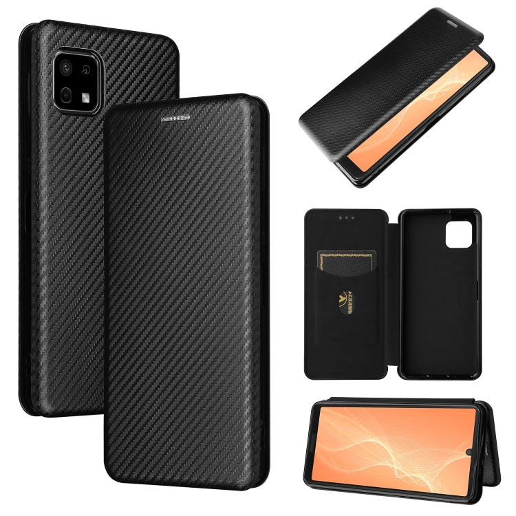 Struttura in fibra di carbonio Flip orizzontale magnetico Custodia in pelle TPU + PC + PU con slot per schede, For OPPO A16, For Sharp Aquos Sense 6