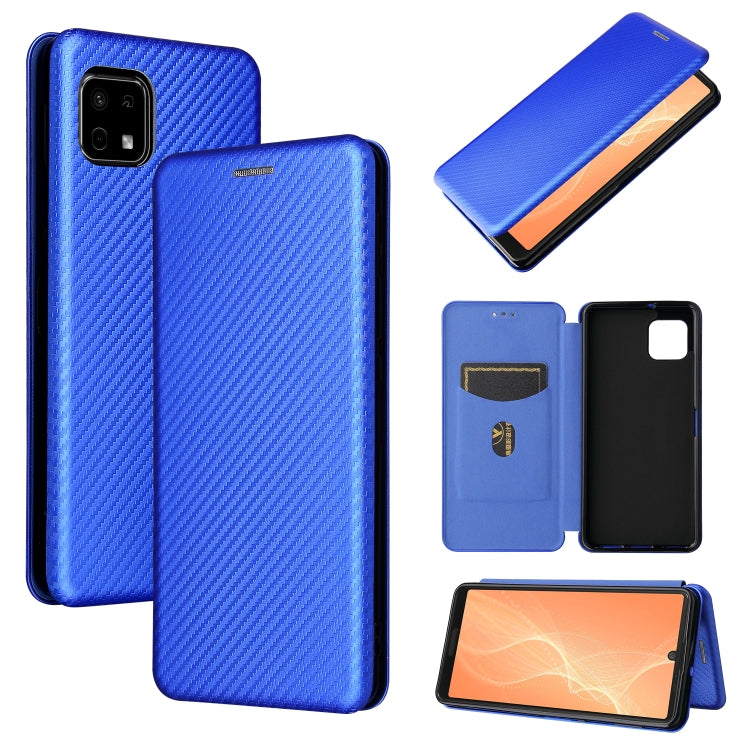 Struttura in fibra di carbonio Flip orizzontale magnetico Custodia in pelle TPU + PC + PU con slot per schede, For OPPO A16, For Sharp Aquos Sense 6