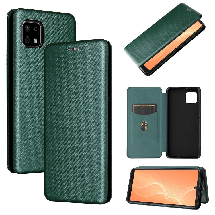 Struttura in fibra di carbonio Flip orizzontale magnetico Custodia in pelle TPU + PC + PU con slot per schede, For OPPO A16, For Sharp Aquos Sense 6