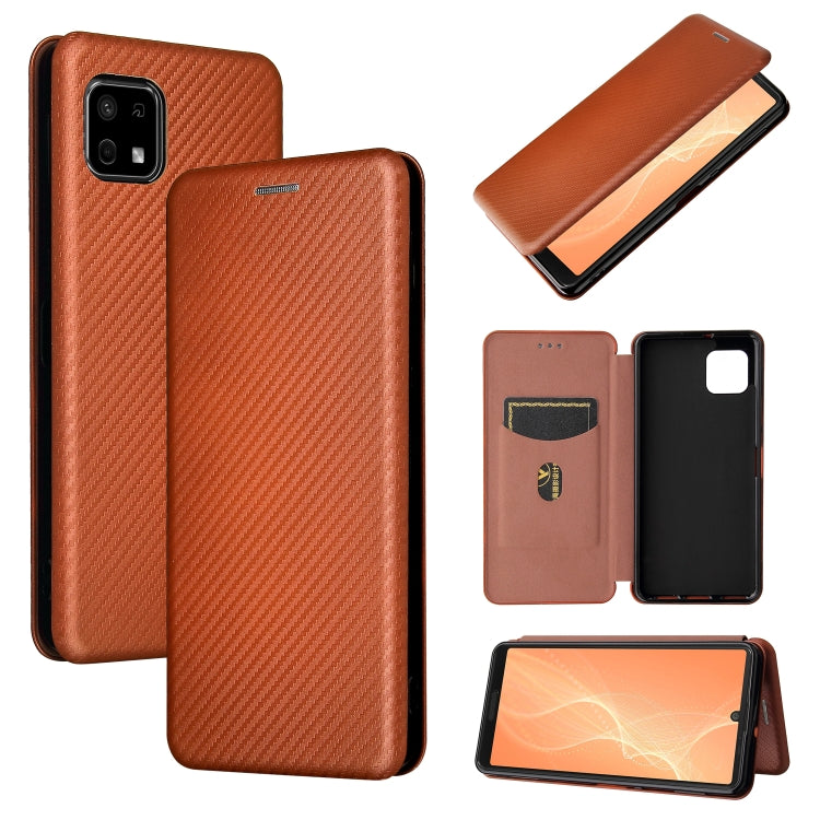 Struttura in fibra di carbonio Flip orizzontale magnetico Custodia in pelle TPU + PC + PU con slot per schede, For OPPO A16, For Sharp Aquos Sense 6