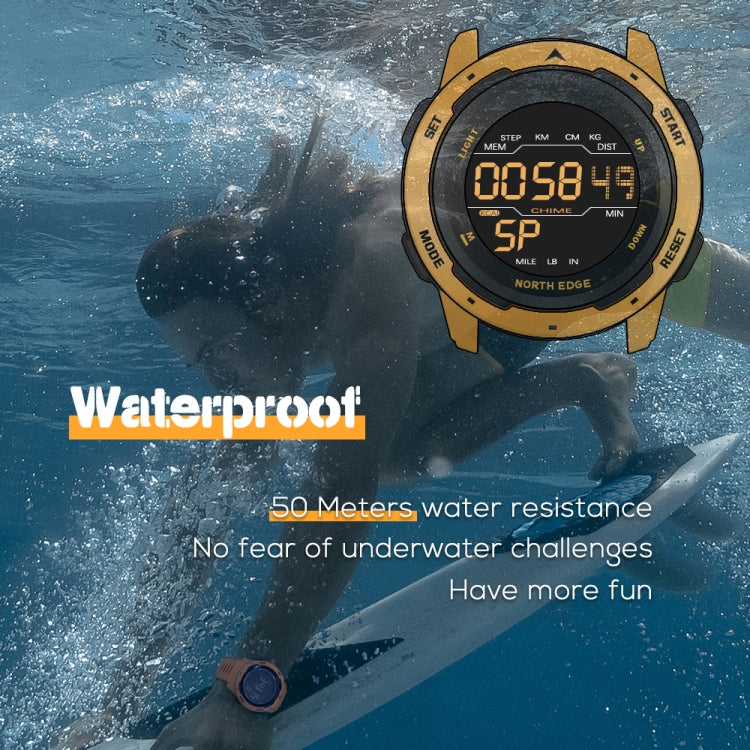 NORTH EDGE Mars Men Orologio sportivo intelligente impermeabile digitale luminoso, supporto sveglia e conto alla rovescia e modalità sport