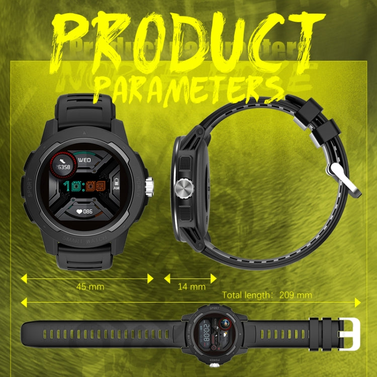 NORTH EDGE Mars 2 1,4 pollici Full Touch Screen Sport all'aria aperta Bluetooth Smart Watch, supporto frequenza cardiaca/sonno/pressione sanguigna/monitoraggio dell'ossigeno nel sangue e telecamera di controllo remoto e 7 modalità sportive