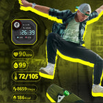 NORTH EDGE Mars 2 1,4 pollici Full Touch Screen Sport all'aria aperta Bluetooth Smart Watch, supporto frequenza cardiaca/sonno/pressione sanguigna/monitoraggio dell'ossigeno nel sangue e telecamera di controllo remoto e 7 modalità sportive