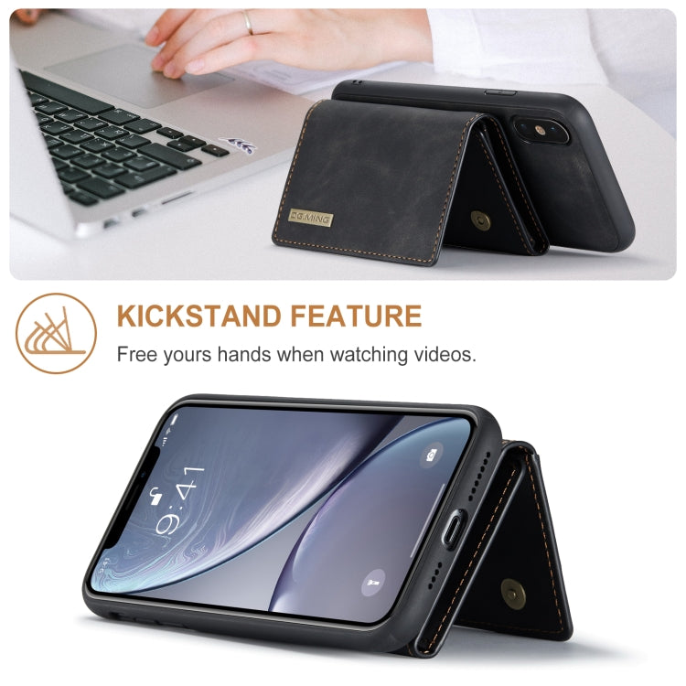 DG.MING M1 Series 3-Fold Multi Card Wallet + Cover posteriore magnetica Custodia antiurto con funzione di supporto, For iPhone X, For iPhone XS, For iPhone XS Max
