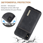 DG.MING M1 Series 3-Fold Multi Card Wallet + Cover posteriore magnetica Custodia antiurto con funzione di supporto, For iPhone X, For iPhone XS, For iPhone XS Max