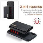 DG.MING M1 Series 3-Fold Multi Card Wallet + Cover posteriore magnetica Custodia antiurto con funzione di supporto, For iPhone X, For iPhone XS, For iPhone XS Max