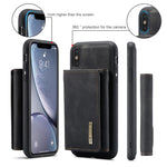 DG.MING M1 Series 3-Fold Multi Card Wallet + Cover posteriore magnetica Custodia antiurto con funzione di supporto, For iPhone X, For iPhone XS, For iPhone XS Max