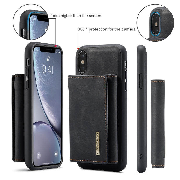 DG.MING M1 Series 3-Fold Multi Card Wallet + Cover posteriore magnetica Custodia antiurto con funzione di supporto, For iPhone X, For iPhone XS, For iPhone XS Max