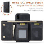 DG.MING M1 Series 3-Fold Multi Card Wallet + Cover posteriore magnetica Custodia antiurto con funzione di supporto, For iPhone X, For iPhone XS, For iPhone XS Max