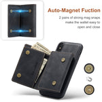 DG.MING M1 Series 3-Fold Multi Card Wallet + Cover posteriore magnetica Custodia antiurto con funzione di supporto, For iPhone X, For iPhone XS, For iPhone XS Max