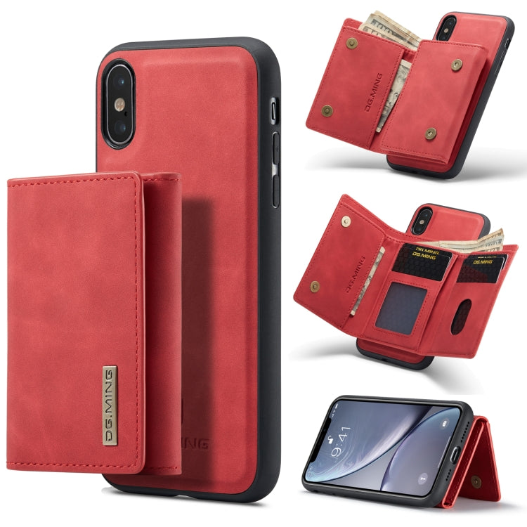 DG.MING M1 Series 3-Fold Multi Card Wallet + Cover posteriore magnetica Custodia antiurto con funzione di supporto, For iPhone X, For iPhone XS, For iPhone XS Max