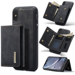 DG.MING M1 Series 3-Fold Multi Card Wallet + Cover posteriore magnetica Custodia antiurto con funzione di supporto, For iPhone X, For iPhone XS, For iPhone XS Max